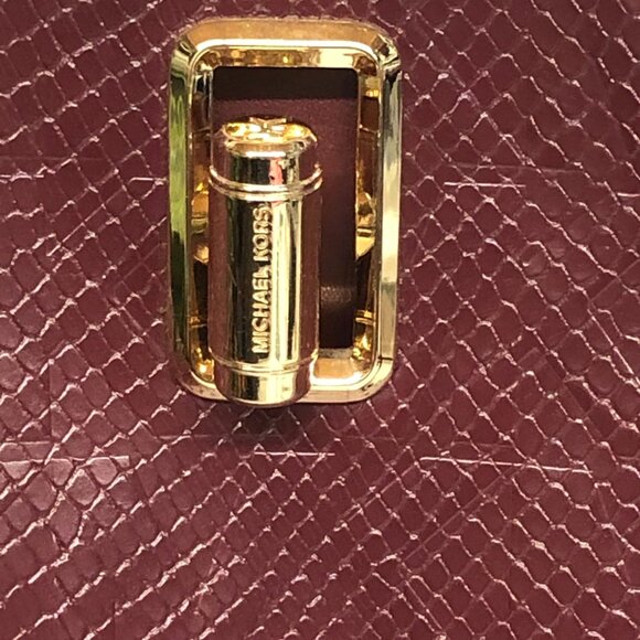 Michael Kors Burgundy Embossed Leather Satchel - Picture 3 of 14